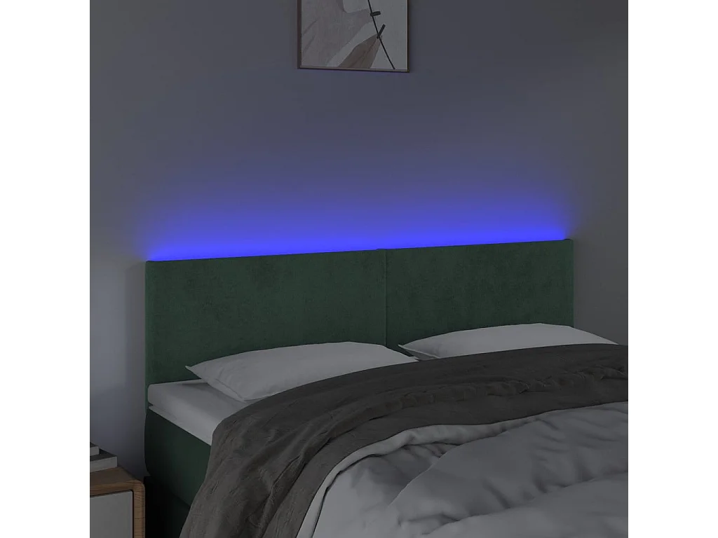 Hoofdbord | Hoofdeinde LED 144x5x78/88 cm fluweel donkergroen