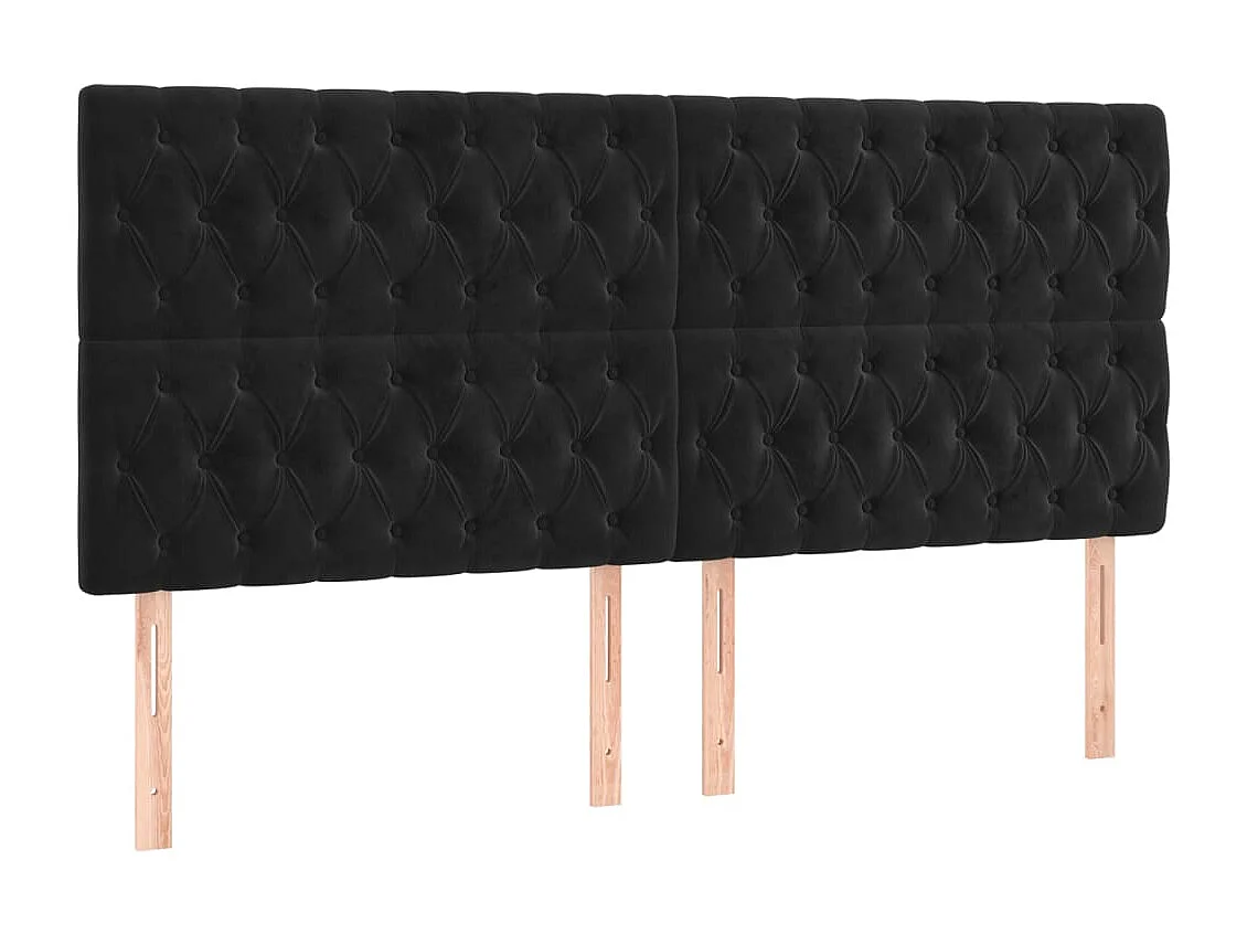 Têtes de lit | Panneaux de tête pour lit Moderne 4 pcs Noir 90x7x78/88 cm Velours