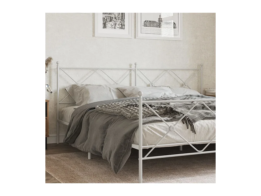 Mueble cabecero | Cabezal de cama | Cabecero de metal blanco 193 cm