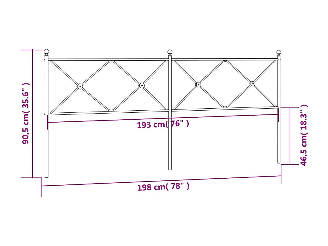 Mueble cabecero | Cabezal de cama | Cabecero de metal blanco 193 cm