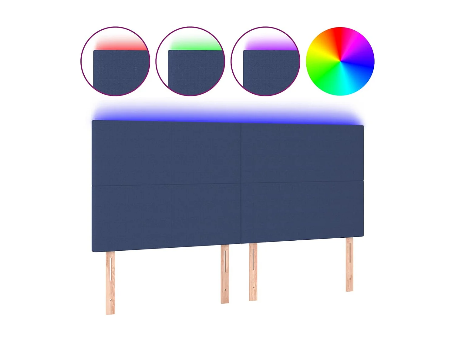 Hoofdbord | Hoofdeinde LED 200x5x118/128 cm stof blauw