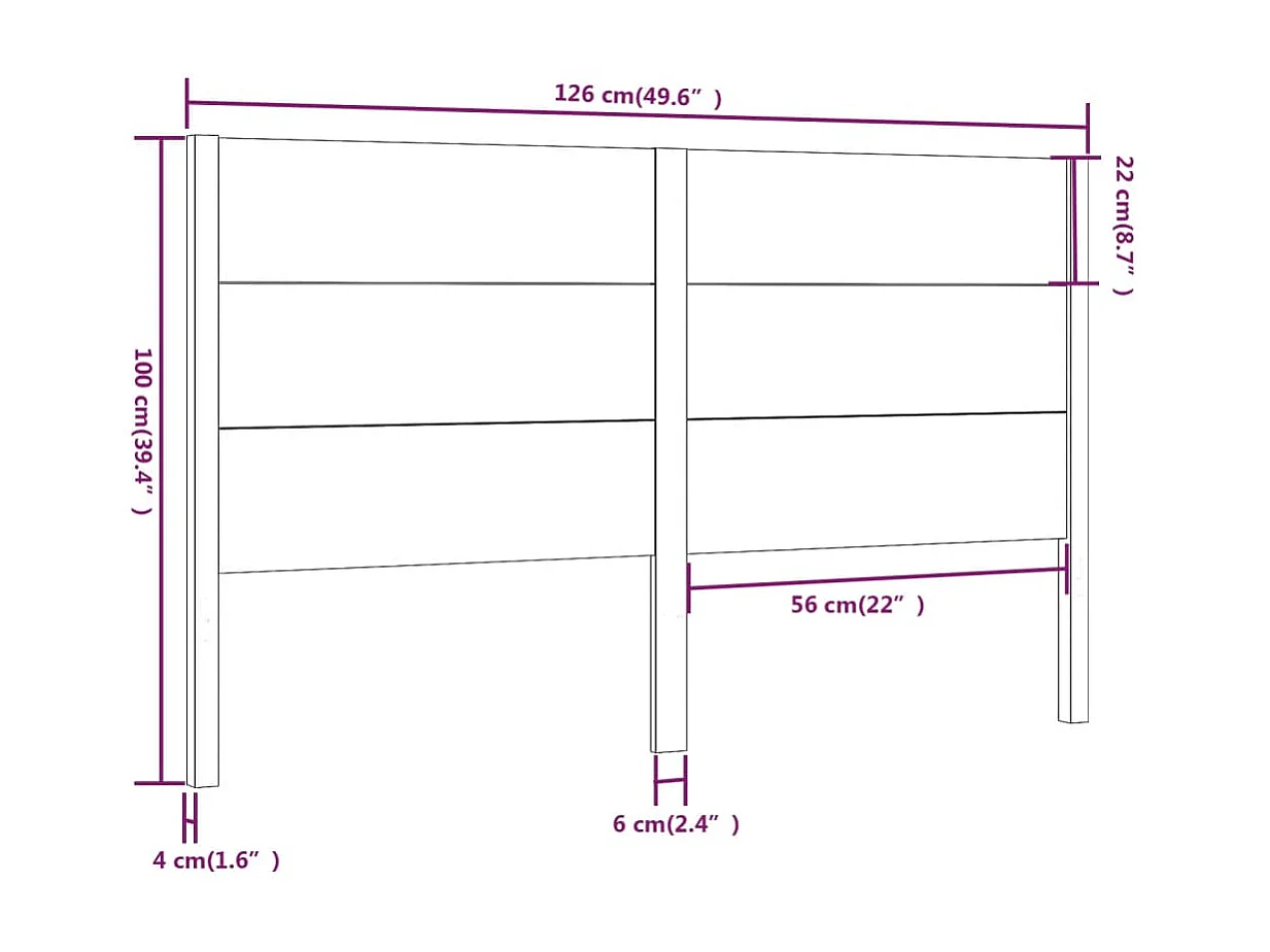 Mueble cabecero | Cabecero | Cabezal de cama madera maciza de pino negro 126x4x100 cm