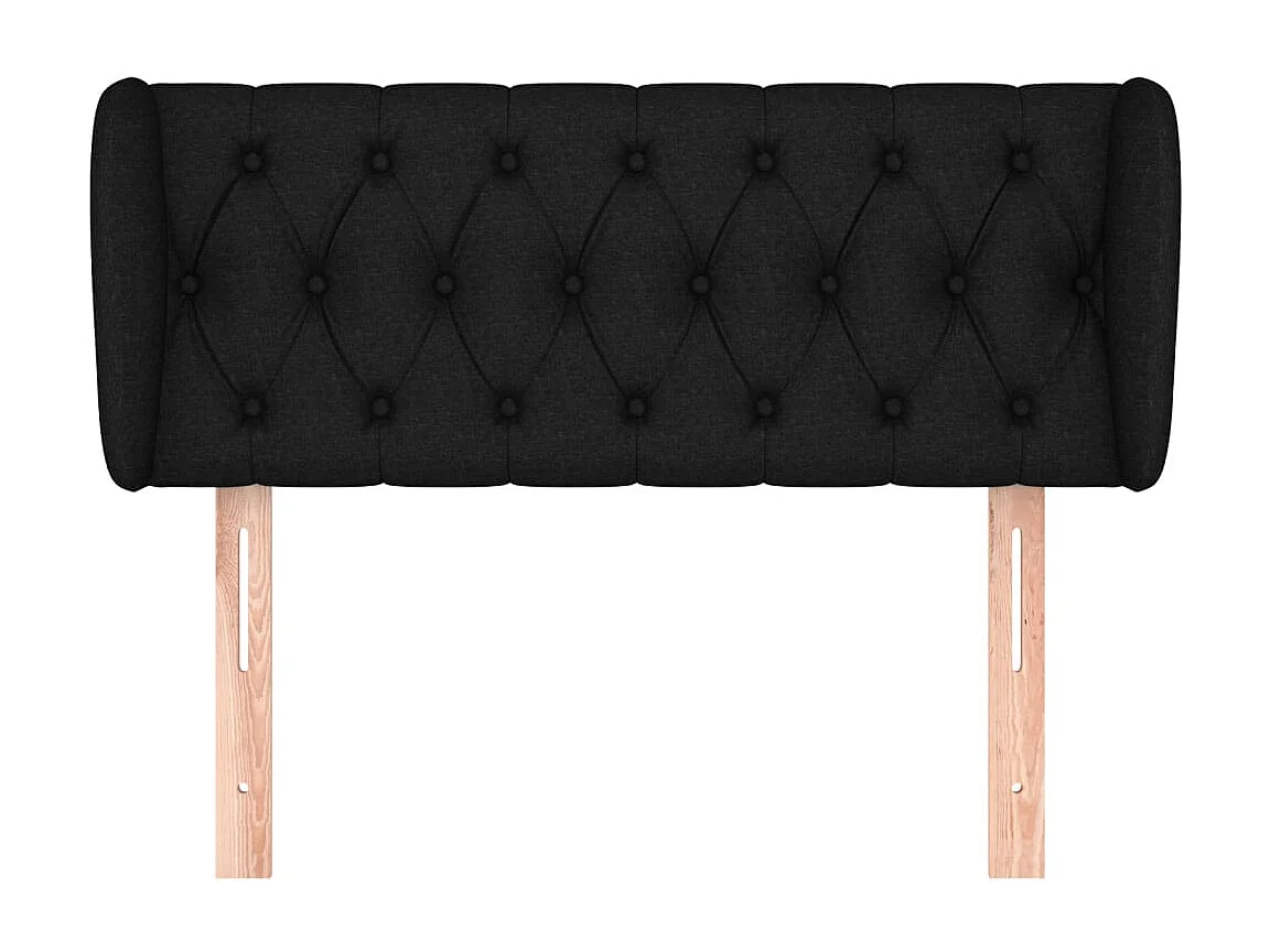 Tête de Lit | Panneau de tête pour lit Moderne avec oreilles Noir 93x23x78/88 cm Tissu