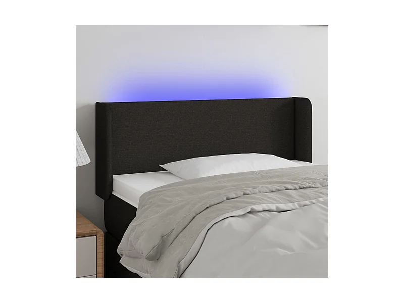 Tête de Lit | Panneau de tête pour lit Moderne à LED Noir 83x16x78/88 cm Tissu