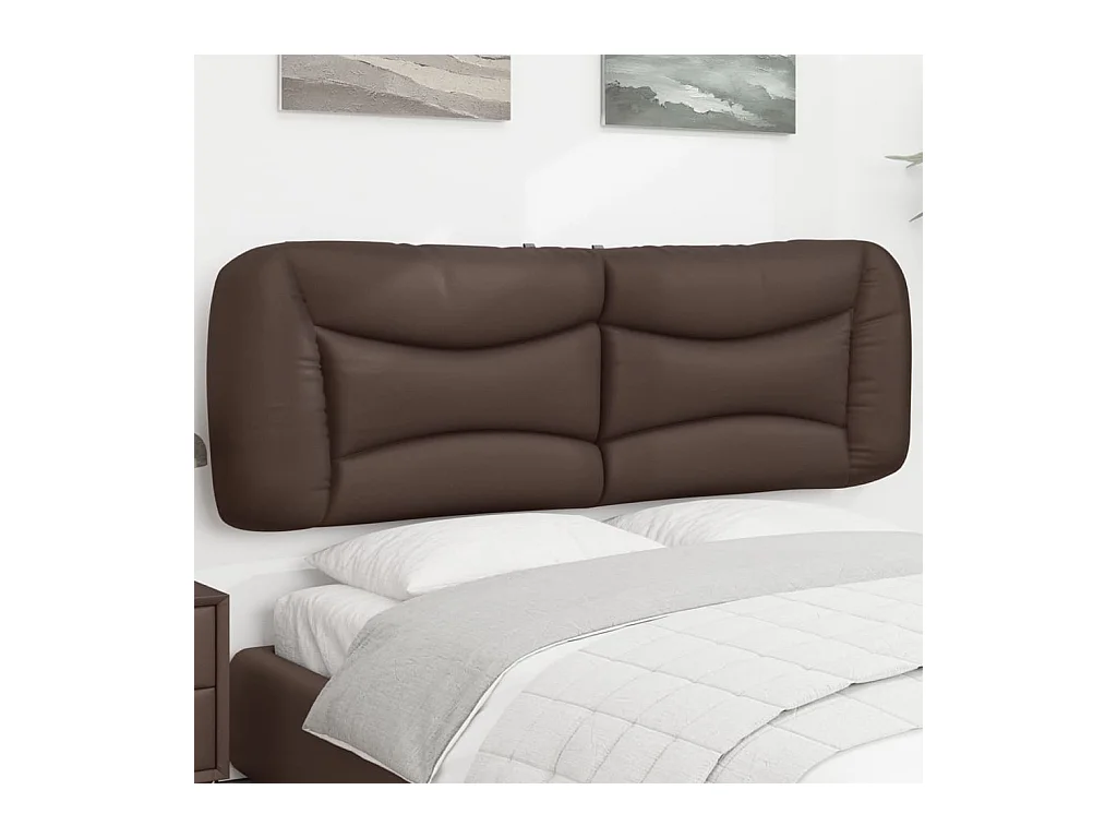 Cabecero de Cama | Cabezal de cama | Mueble de cabecero acolchado Hvar cuero sintético marrón 160 cm
