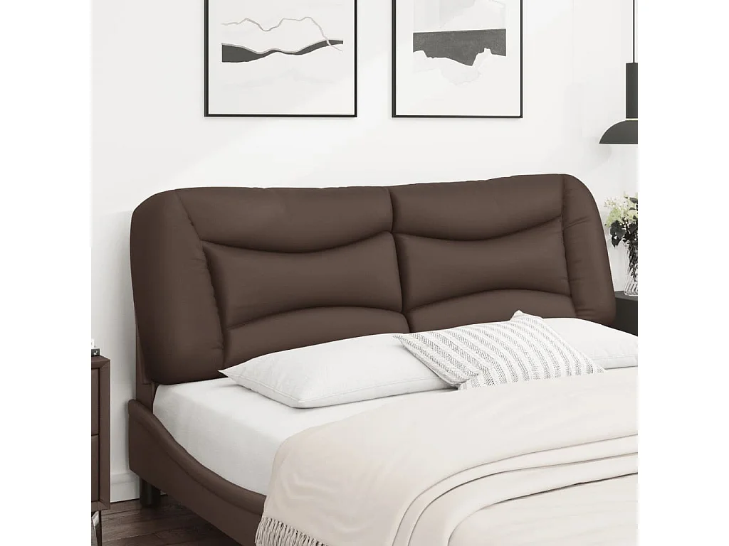 Cabecero de Cama | Cabezal de cama | Mueble de cabecero acolchado Hvar cuero sintético marrón 160 cm