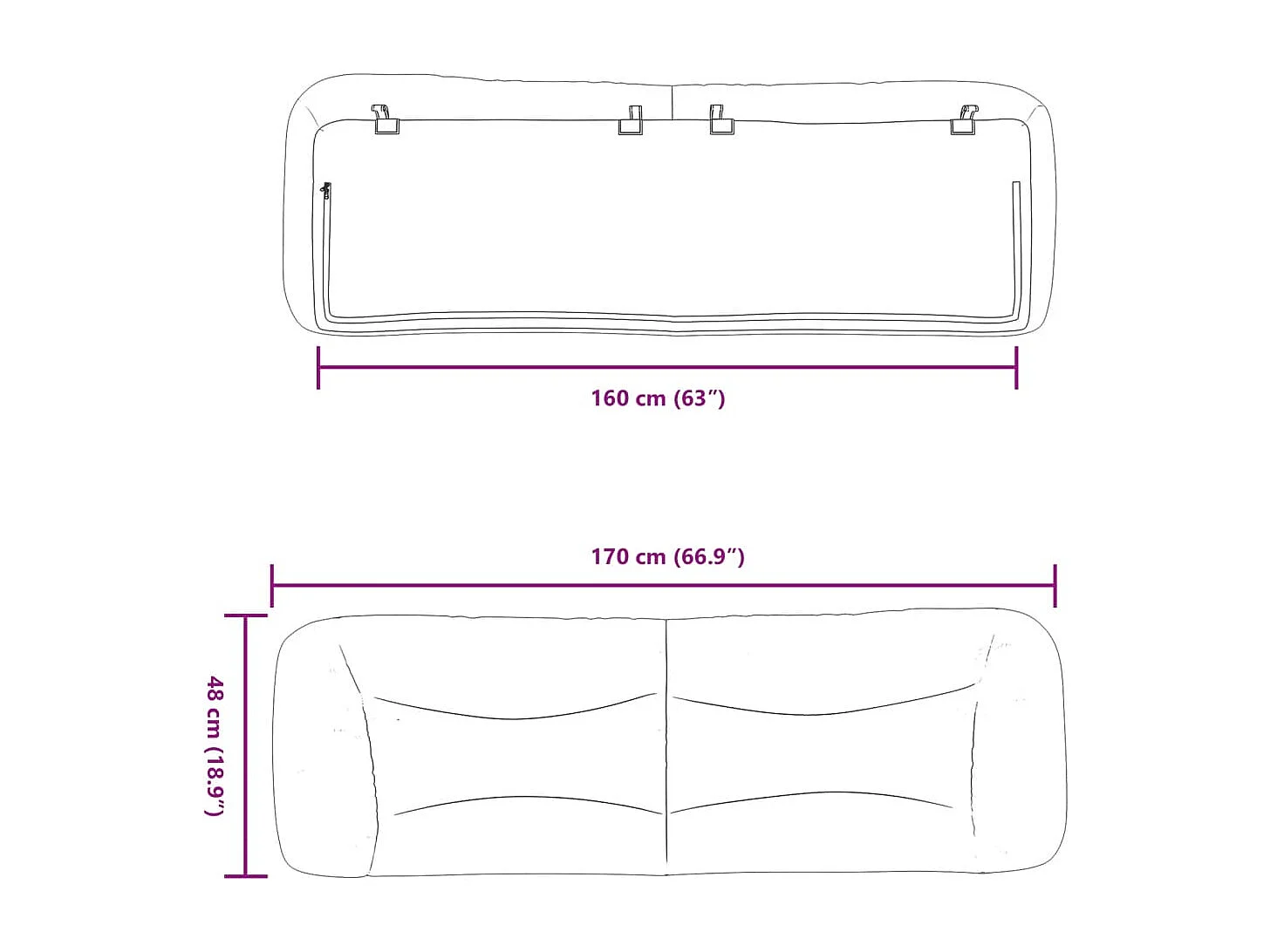 Cabecero de Cama | Cabezal de cama | Mueble de cabecero acolchado Hvar cuero sintético marrón 160 cm