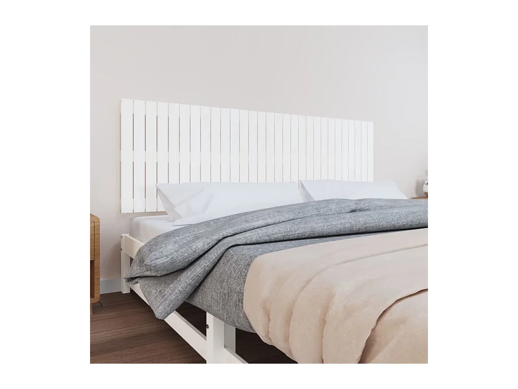 Cabecero de Cama | Cabezal de cama | Mueble de cabecero de pared madera maciza pino blanco 185x3x60 cm