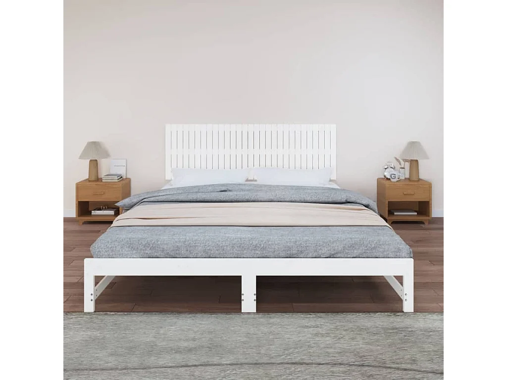 Tête de lit murale | Panneau de tête pour lit Moderne  Blanc 185x3x60 cm Bois massif de pin