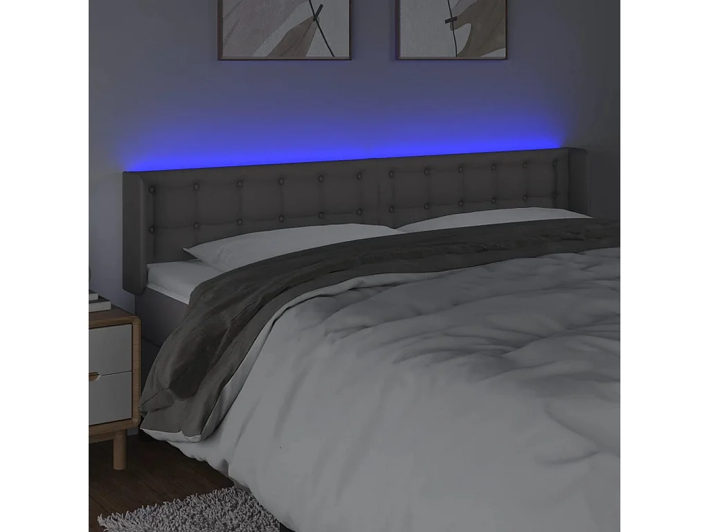 Hoofdbord | Hoofdeinde LED 183x16x78/88 cm kunstleer grijs