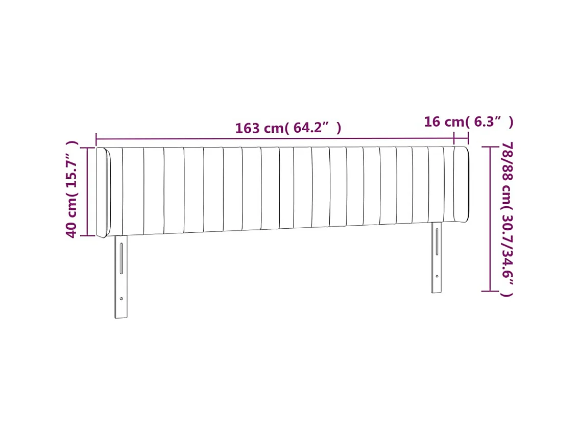 Tête de Lit | Panneau de tête pour lit Moderne à LED Rose 163x16x78/88 cm Velours