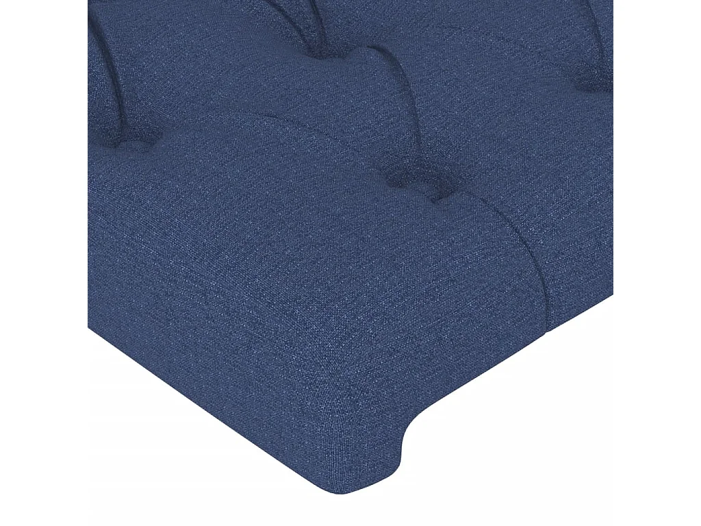 Mueble cabecero | Cabezal de cama | Cabecero con LED de tela azul 163x16x78/88 cm