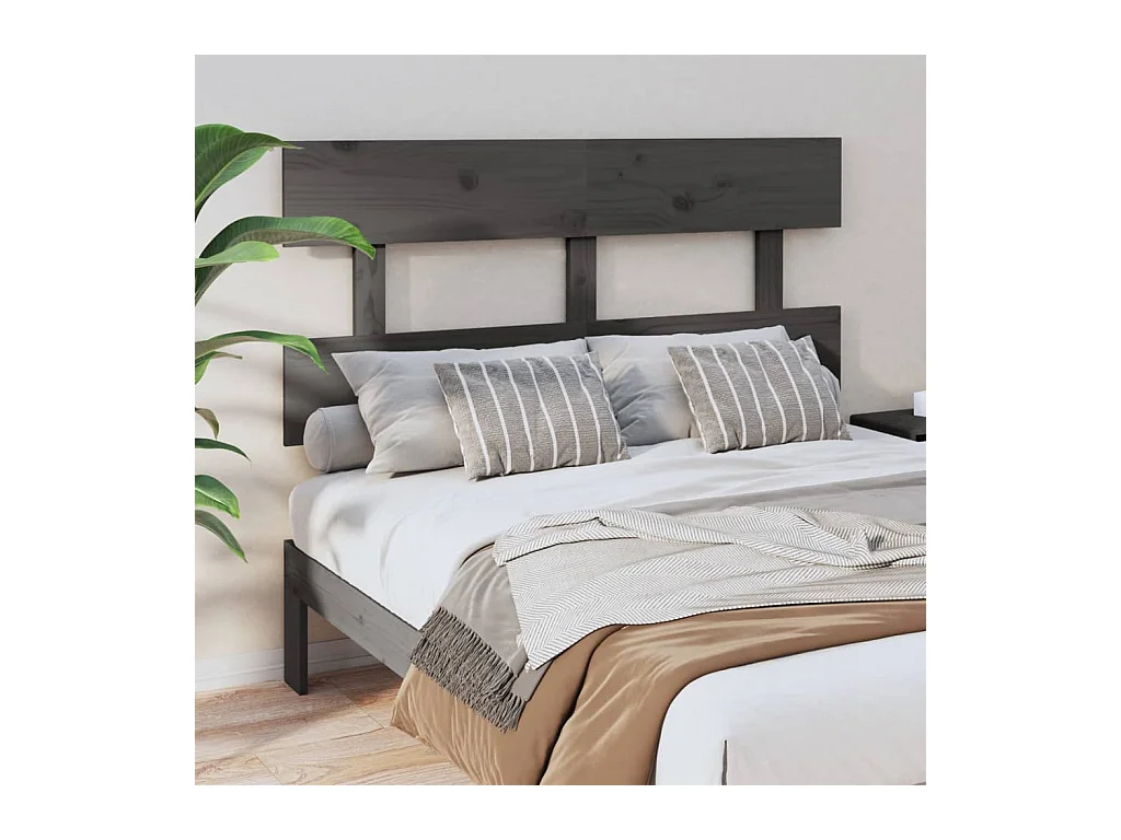 Tête de Lit | Panneau de tête pour lit Moderne Gris 144x3x81 cm Bois massif de pin