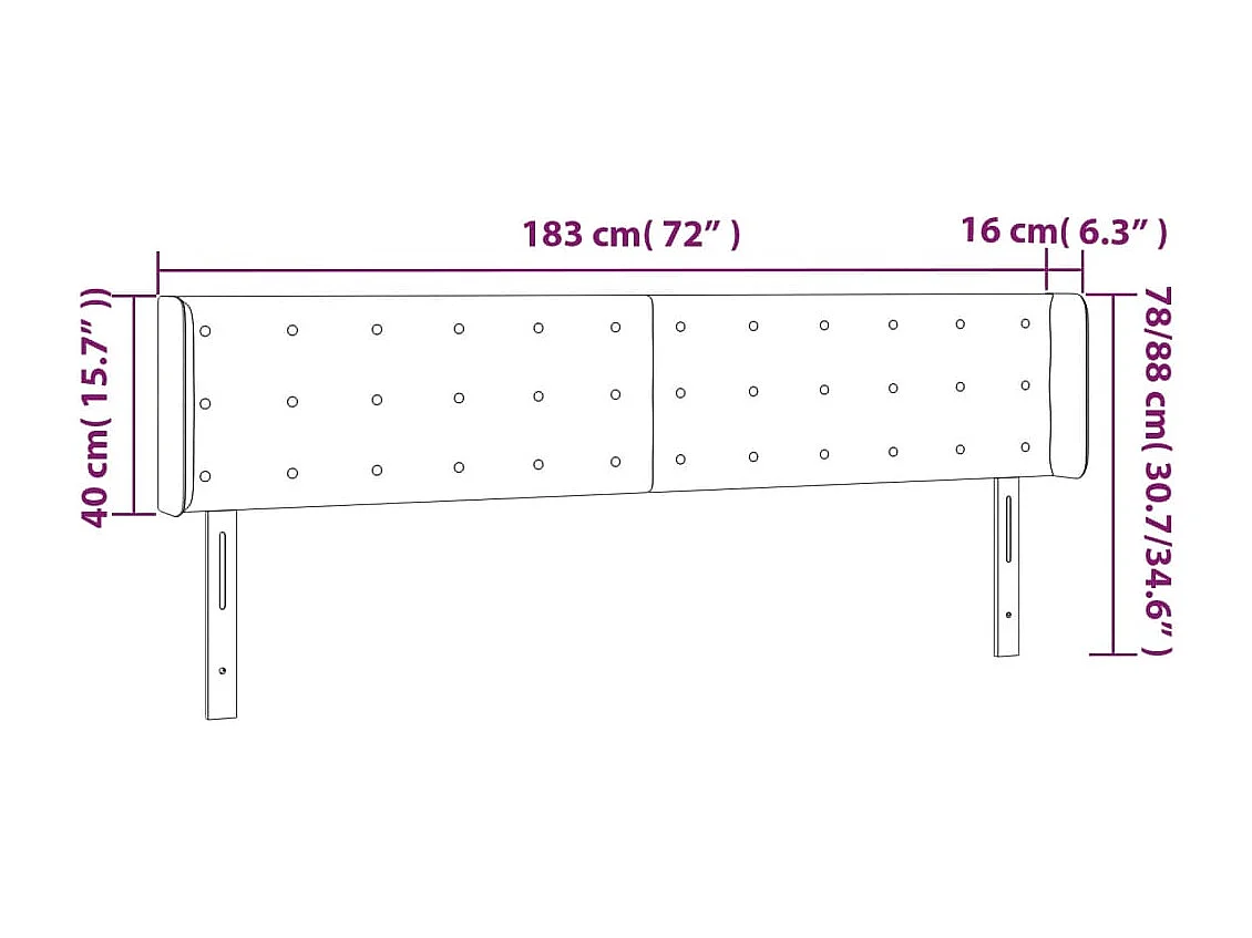 Tête de Lit | Panneau de tête pour lit Moderne à LED Noir 183x16x78/88 cm Velours