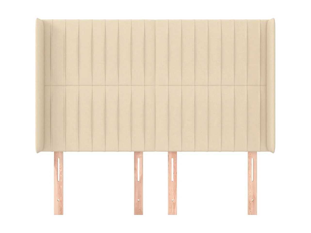 Cabecero | Cabezal de Cama | Mueble cabecero con orejas de tela color crema 147x16x118/128 cm