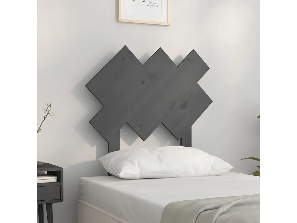 Tête de Lit | Panneau de tête pour lit Moderne Gris 72,5x3x81 cm Bois massif de pin