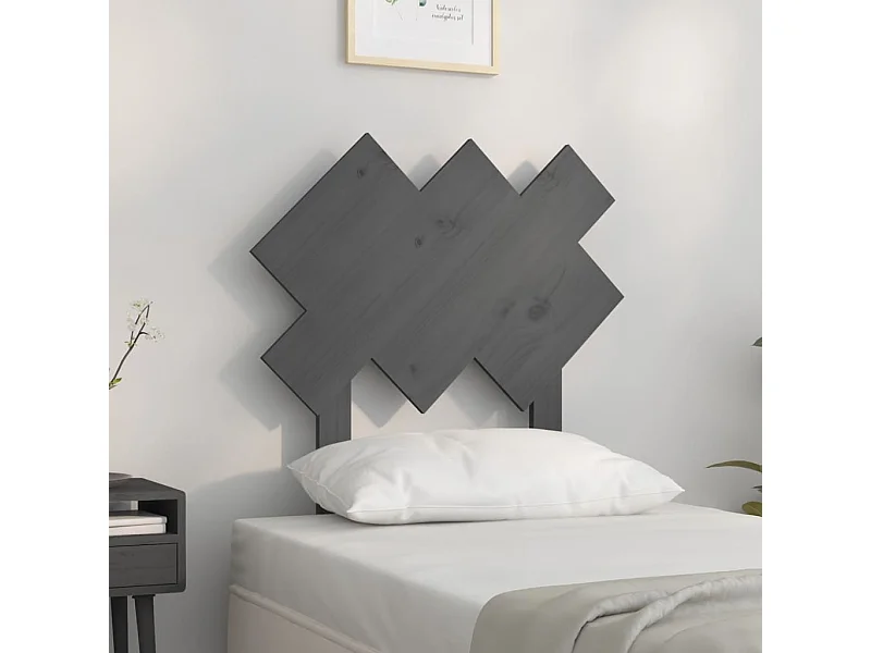 Tête de Lit | Panneau de tête pour lit Moderne Gris 72,5x3x81 cm Bois massif de pin