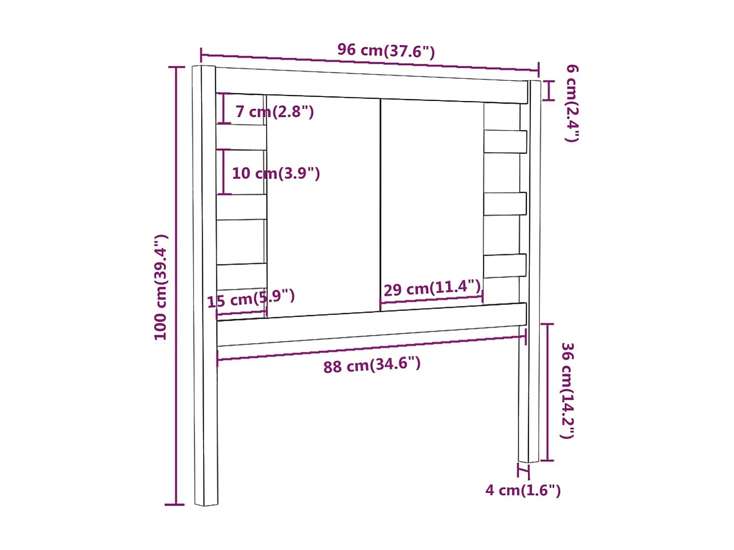 Tête de Lit | Panneau de tête pour lit Moderne 96x4x100 cm Bois massif de pin