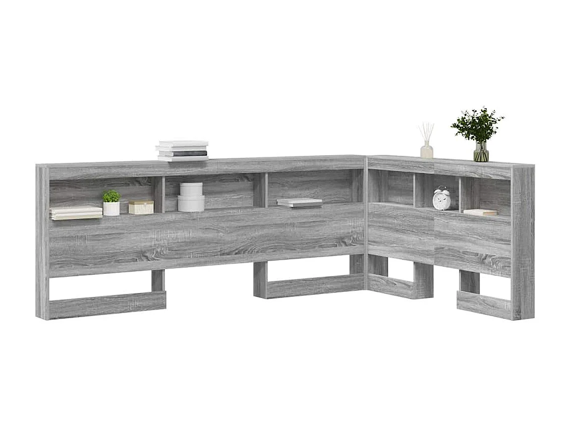 Mueble cabecero con almacenamiento | Cabecera de almacenamiento con estante Gris sonoma 120 cm