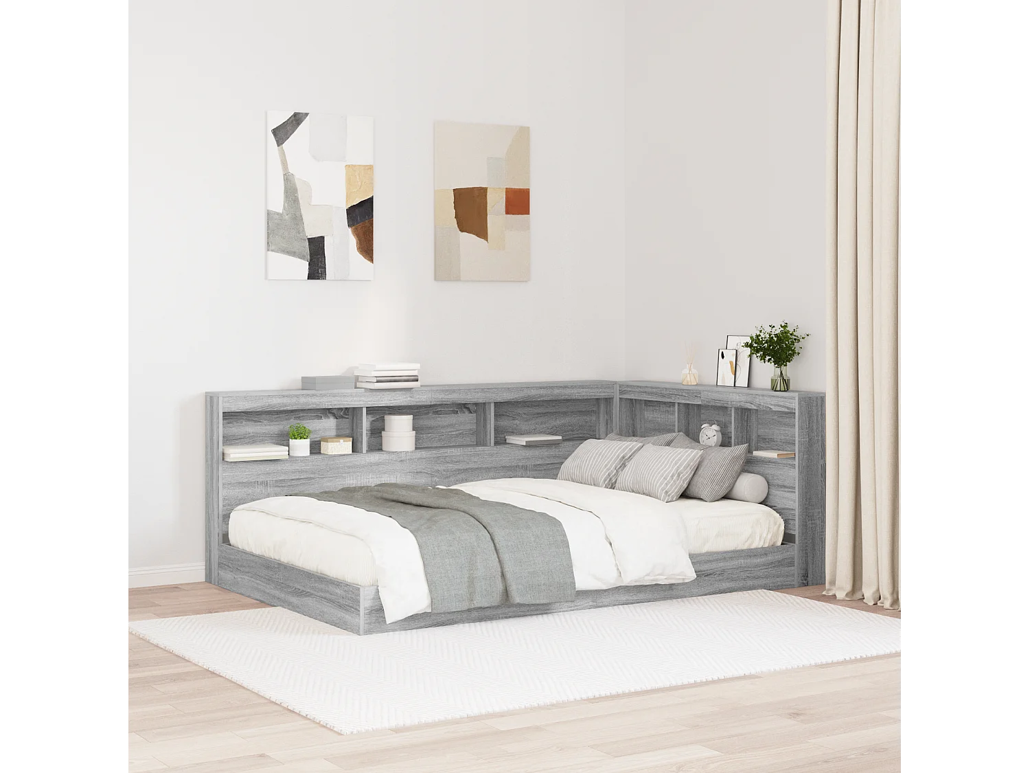 Tête de Lit de rangement | Panneau de tête pour lit Sonoma gris 120 cm Bois d'ingénierie