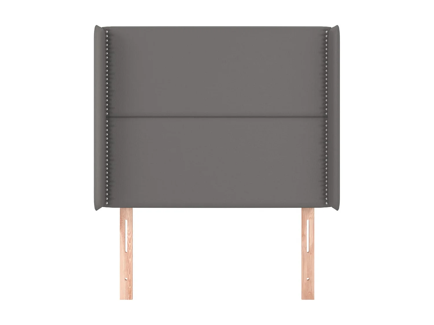 Cabecero | Cabezal de Cama | Mueble cabecero con orejas cuero sintético gris 93x16x118/128cm