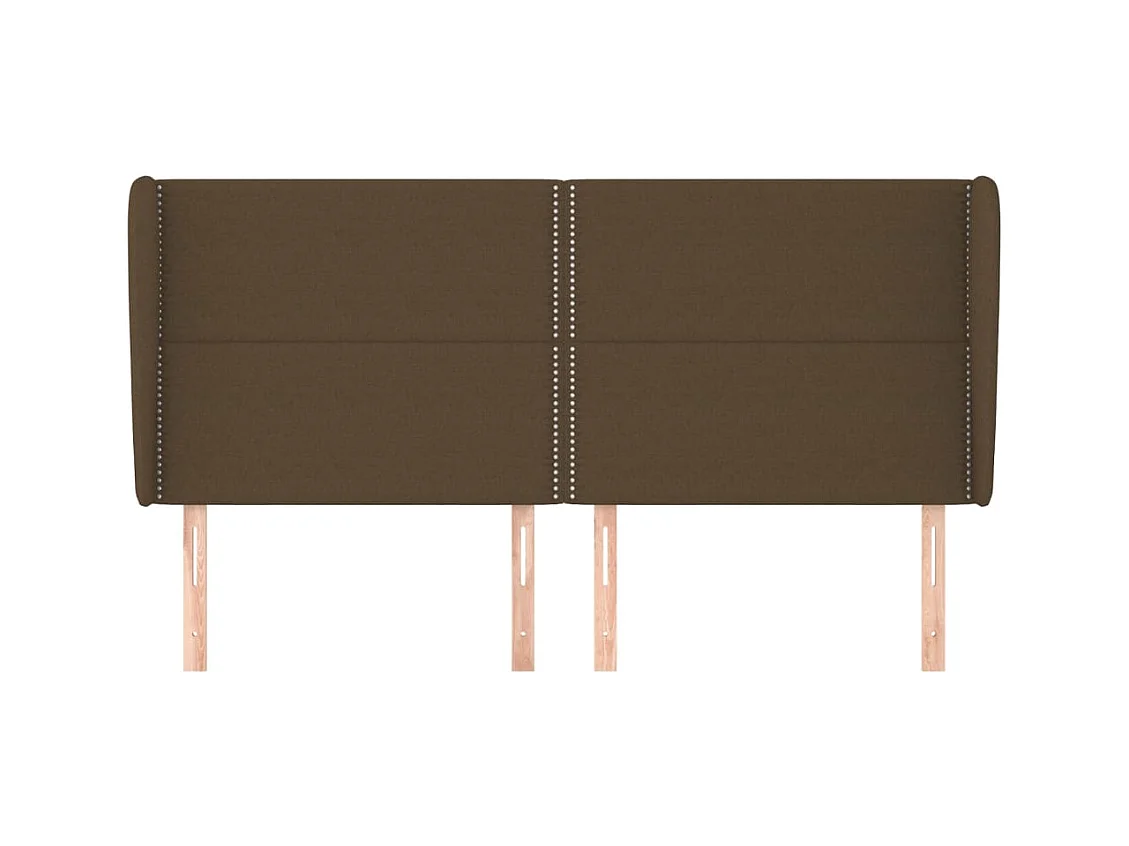 Cabecero | Cabezal de Cama | Mueble cabecero con orejas de tela marrón oscuro 203x23x118/128 cm