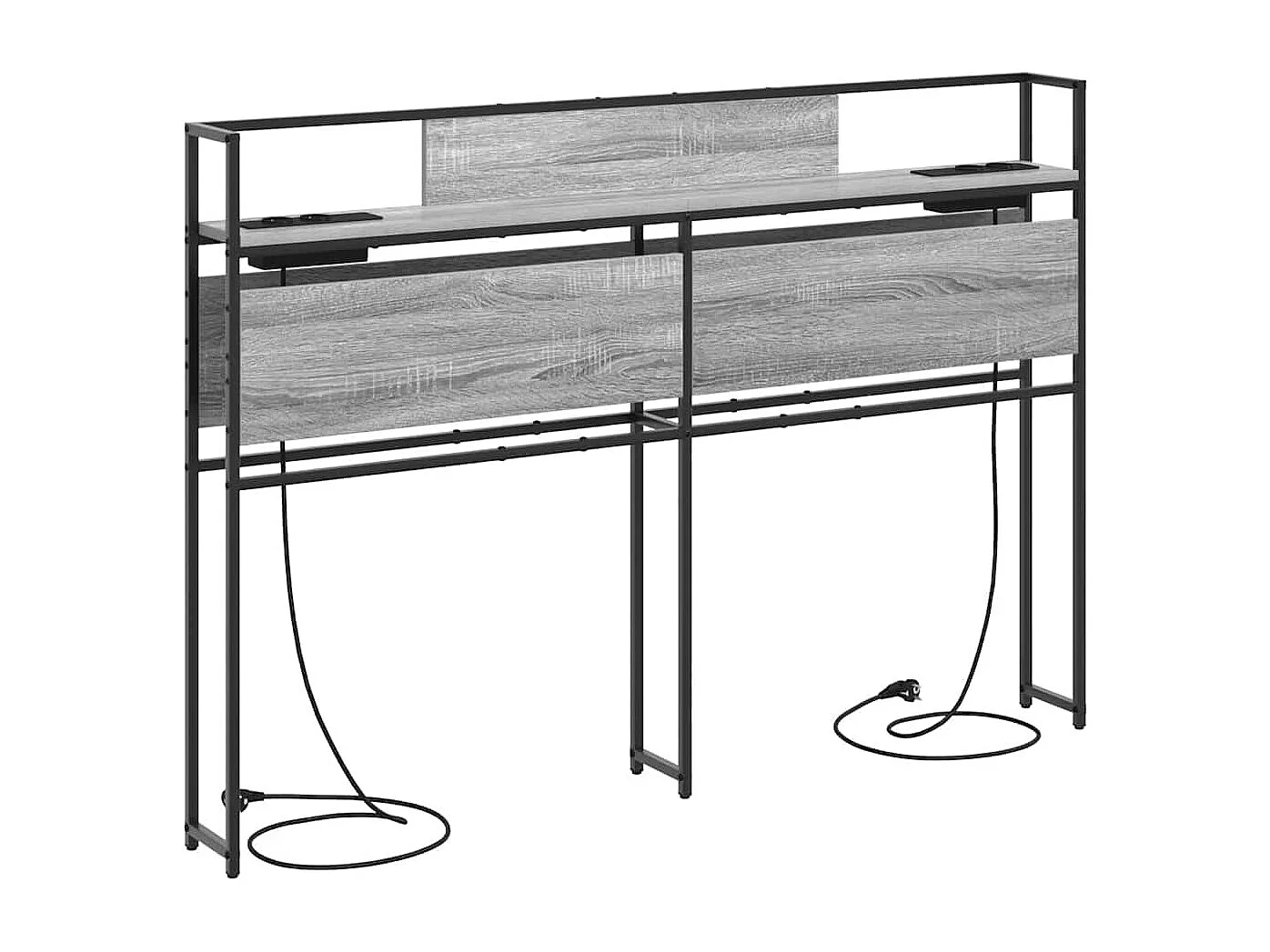 Mueble cabecero con almacenamiento | Cabecera de almacenamiento con estante Gris sonoma 140 cm