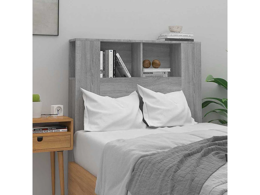 Tête de Lit avec rangement | Armoire de tête de lit Sonoma gris 100x18,5x102,5 cm