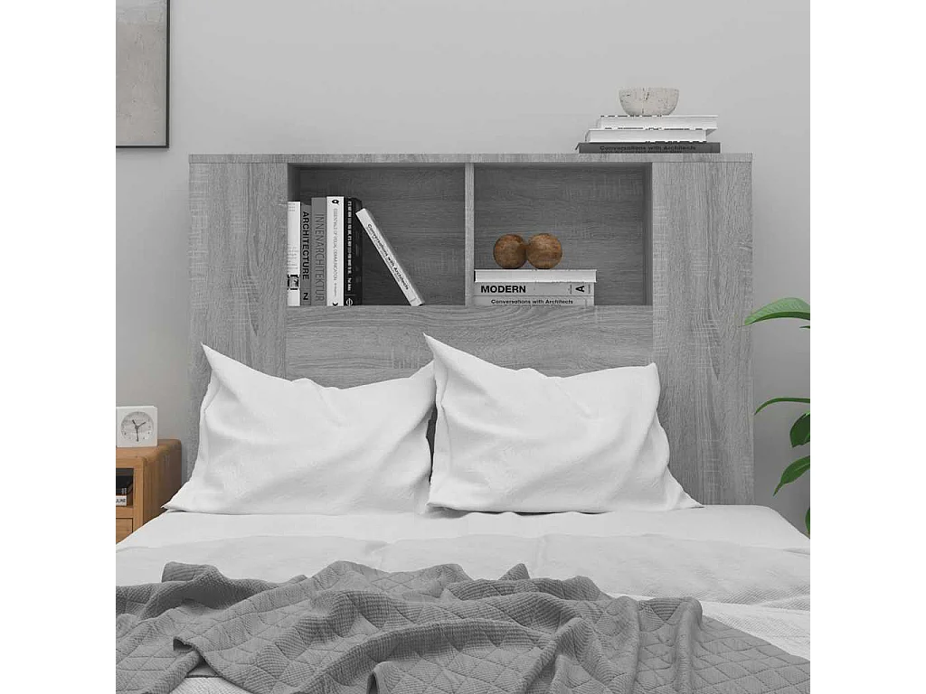 Tête de Lit avec rangement | Armoire de tête de lit Sonoma gris 100x18,5x102,5 cm