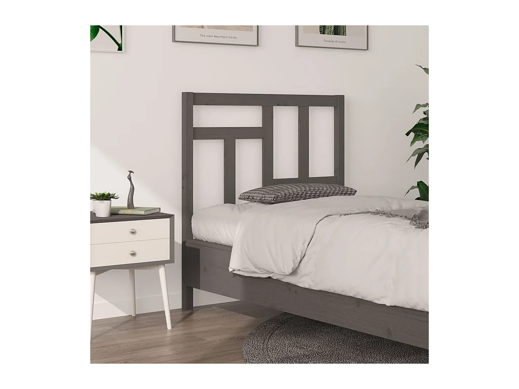 Cabecero de Cama | Cabezal de cama | Mueble de cabecero madera maciza de pino gris 95,5x4x100 cm