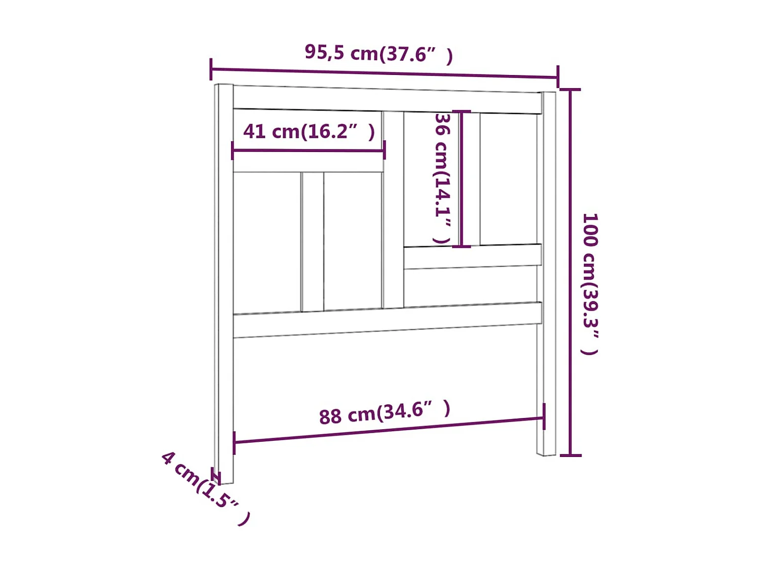 Cabecero de Cama | Cabezal de cama | Mueble de cabecero madera maciza de pino gris 95,5x4x100 cm