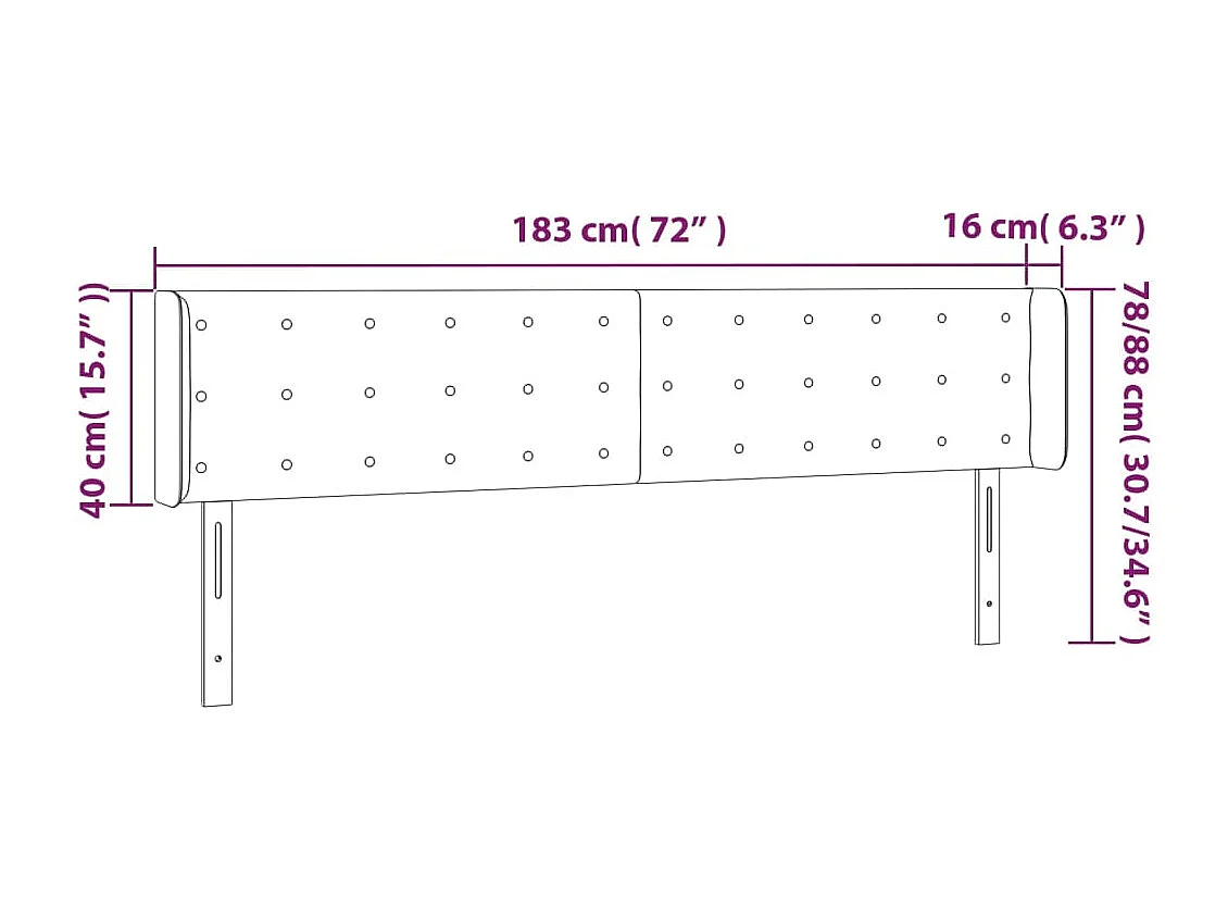Tête de Lit | Panneau de tête pour lit Moderne à LED Rose 183x16x78/88 cm Velours