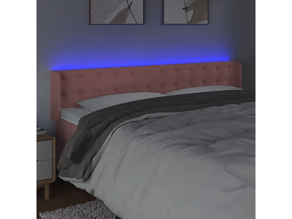 Hoofdbord | Hoofdeinde LED 183x16x78/88 cm fluweel roze