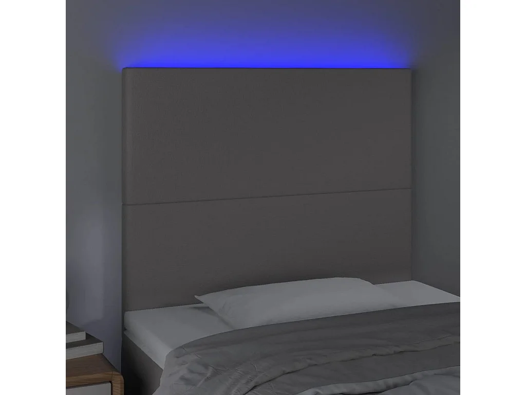 Hoofdbord | Hoofdeinde LED 90x5x118/128 cm kunstleer grijs