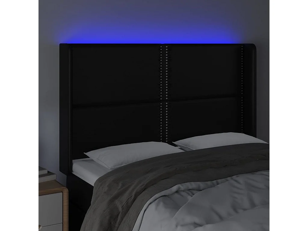Hoofdbord | Hoofdeinde LED 147x16x118/128 cm kunstleer zwart