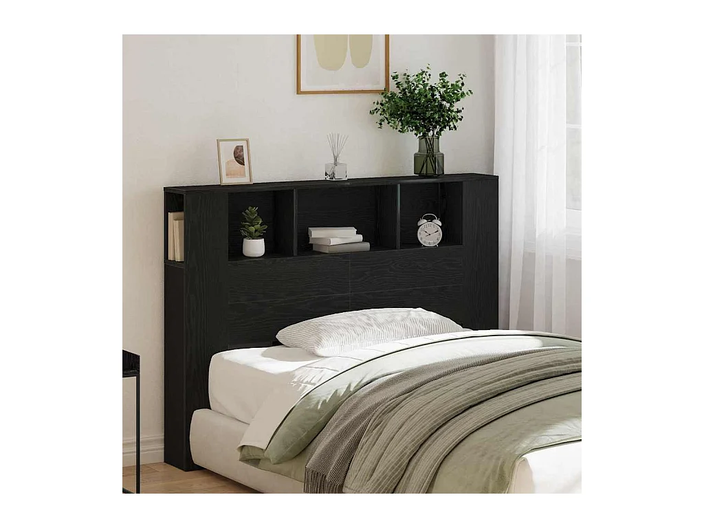 Mueble cabecero | Cabezal de cama | Cabecero de armario Roble negro 140 x 19 x 104.5 cm