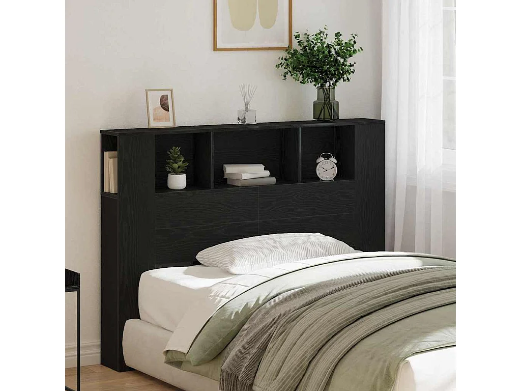 Mueble cabecero | Cabezal de cama | Cabecero de armario Roble negro 140 x 19 x 104.5 cm