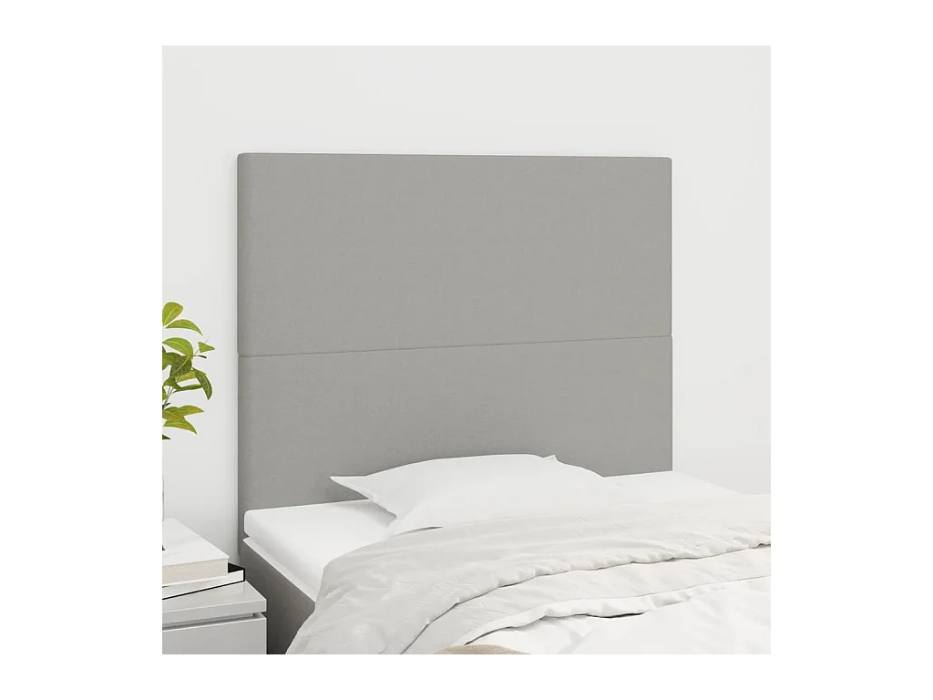 Cabeceros | Cabezal de cama | Mueble de cabecero 2 unidades de tela gris claro 80x5x78/88 cm