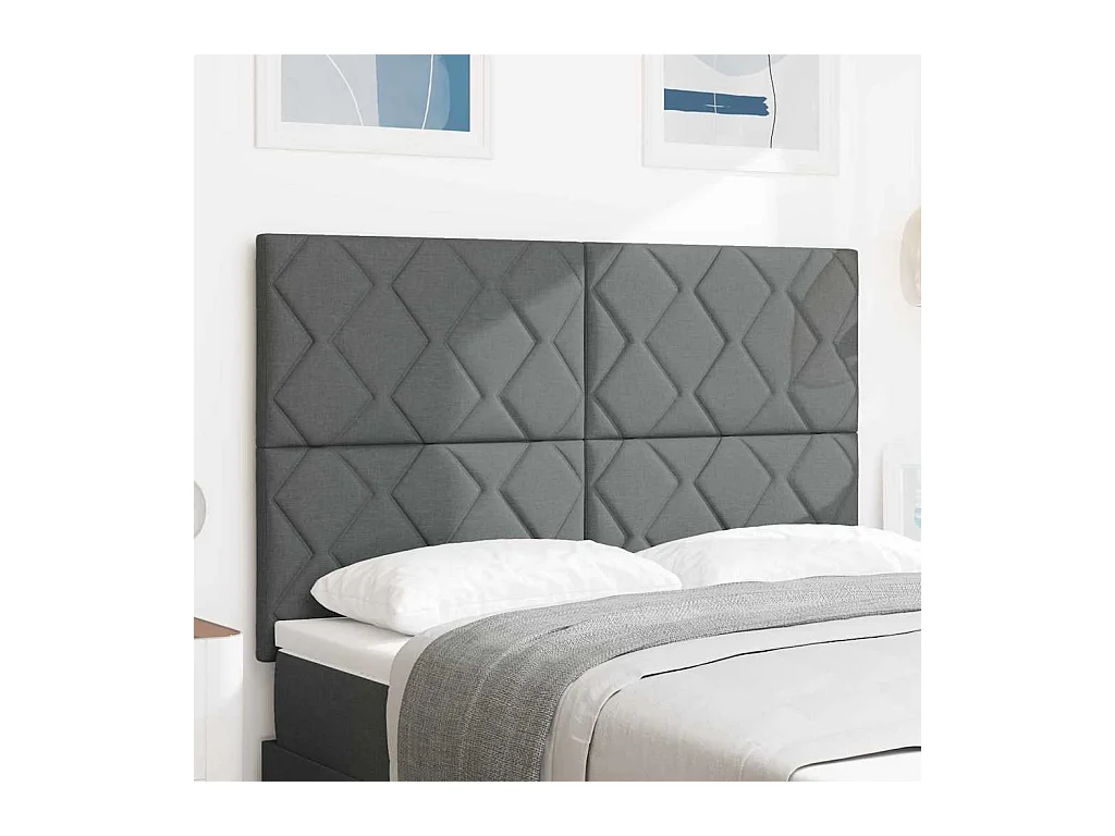 Mueble cabecero | Cabezal de cama | Cabecero de Tela Geométrico Gris oscuro 140 cm tela