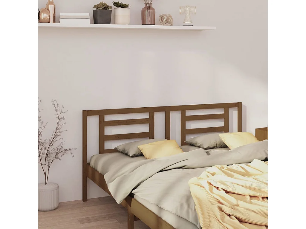 Tête de Lit | Panneau de tête pour lit Moderne Marron miel 156x4x100 cm Bois de pin massif
