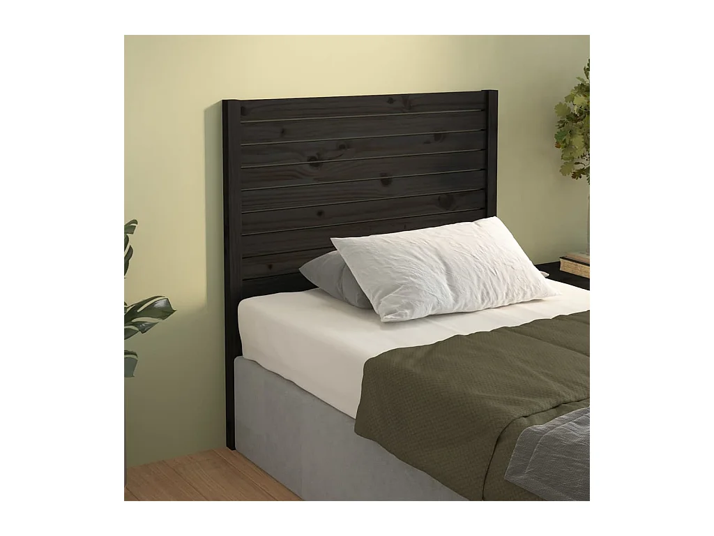 Cabecero de Cama | Cabezal de cama | Mueble de cabecero madera maciza de pino negro 96x4x100 cm