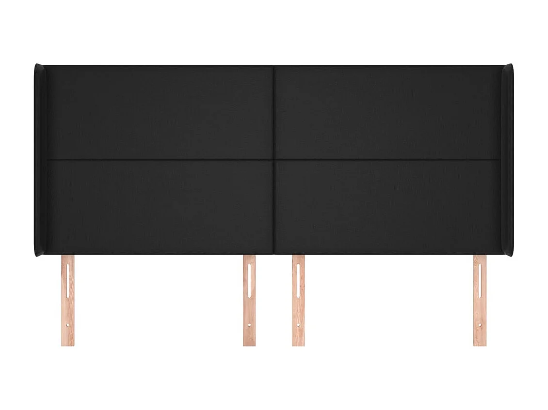 Tête de Lit | Panneau de tête pour lit Moderne avec oreilles Noir 203x16x118/128 cm Similicuir