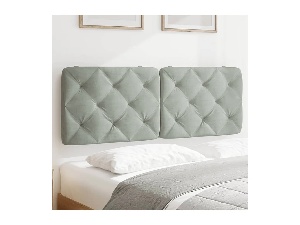 Tête de lit | Coussin de tête de lit | Tête de lit décoratif gris clair 140 cm velours