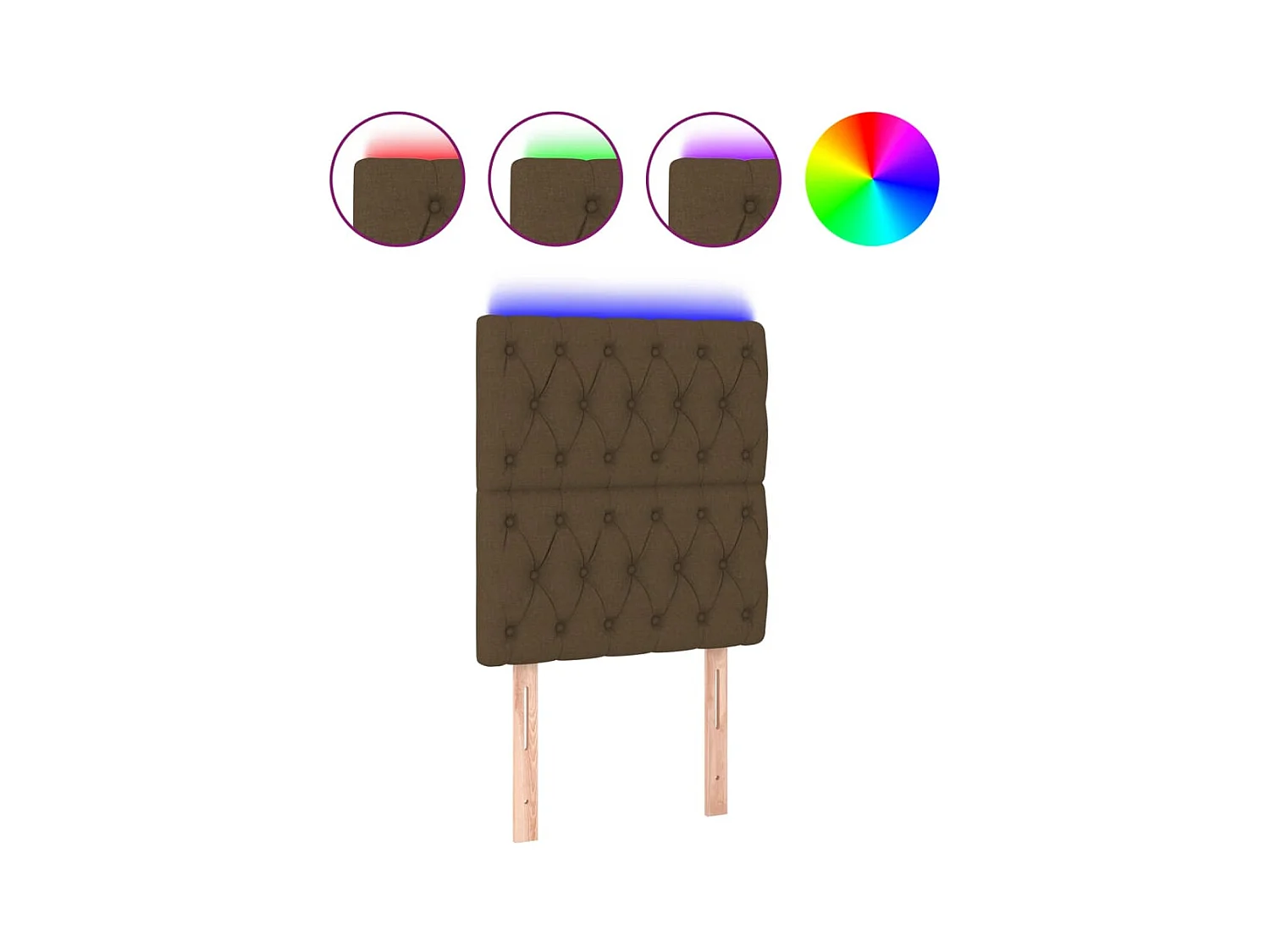 Tête de Lit | Panneau de tête pour lit Moderne à LED Marron foncé 80x7x118/128 cm Tissu