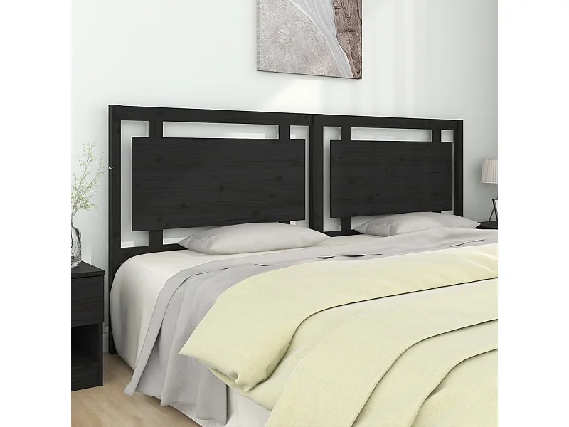 Cabecero de Cama | Cabezal de cama | Mueble de cabecero madera maciza de pino negro 205,5x4x100 cm