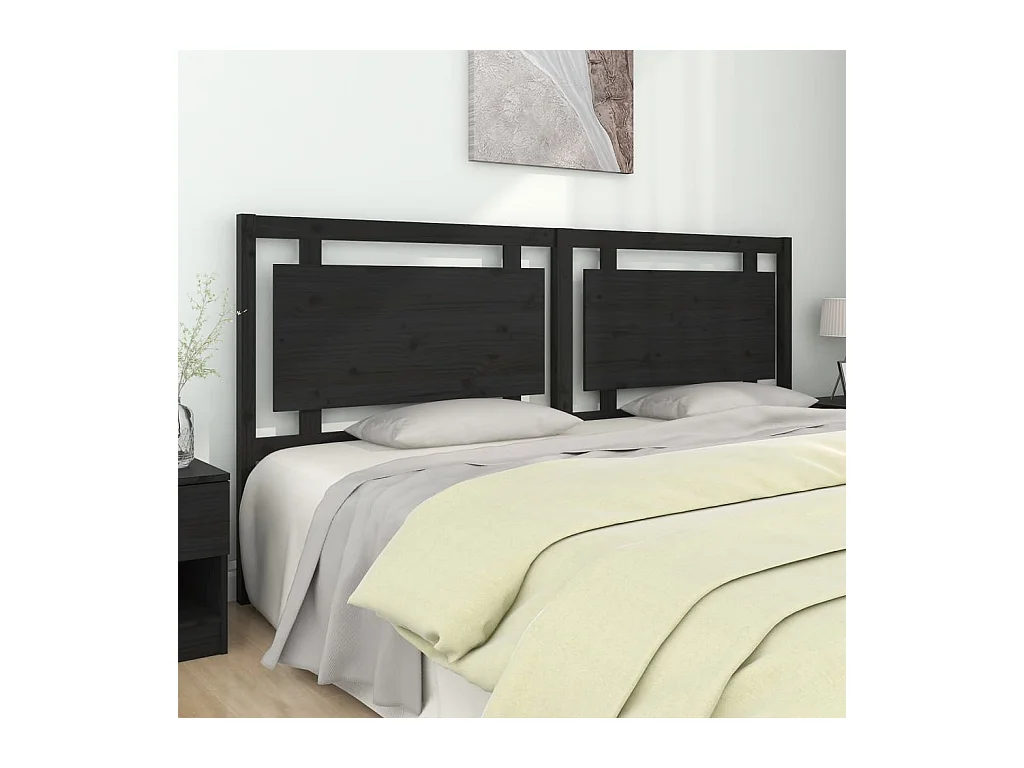 Cabecero de Cama | Cabezal de cama | Mueble de cabecero madera maciza de pino negro 205,5x4x100 cm