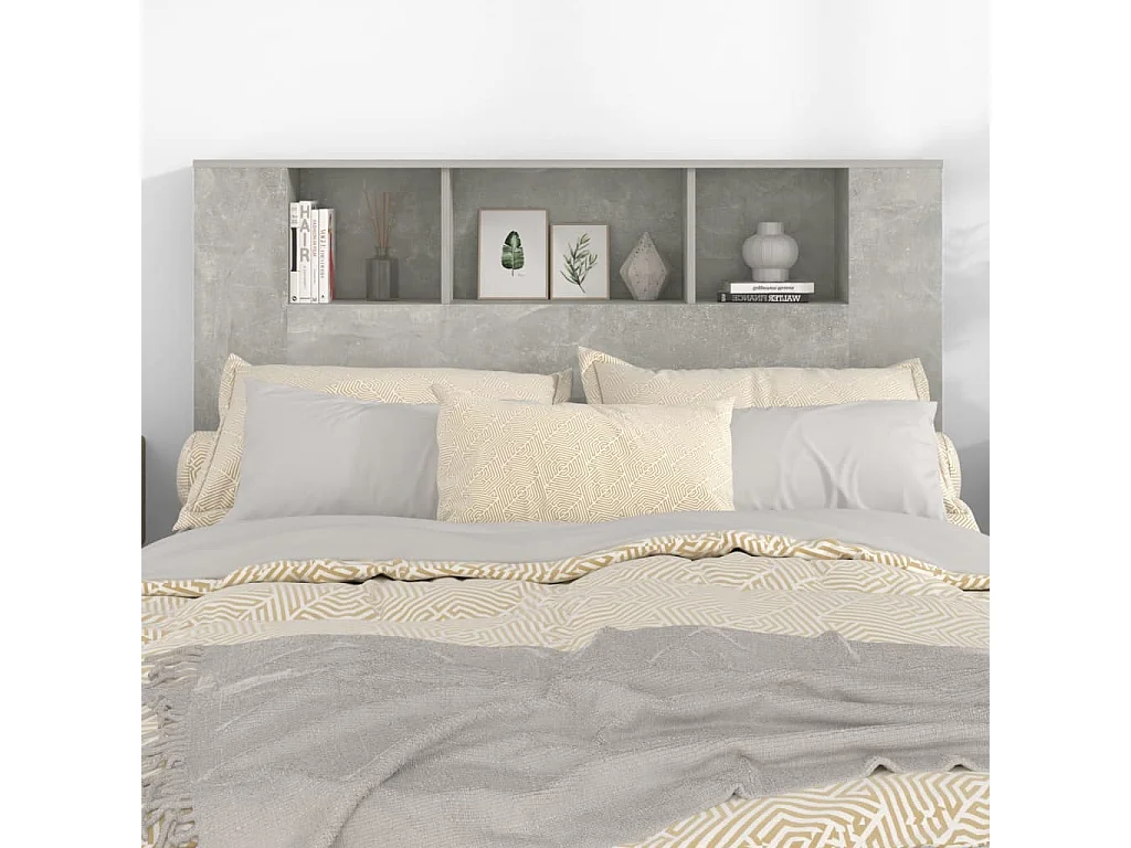 Tête de Lit avec rangement | Armoire de tête de lit Gris béton 140x18,5x104,5 cm