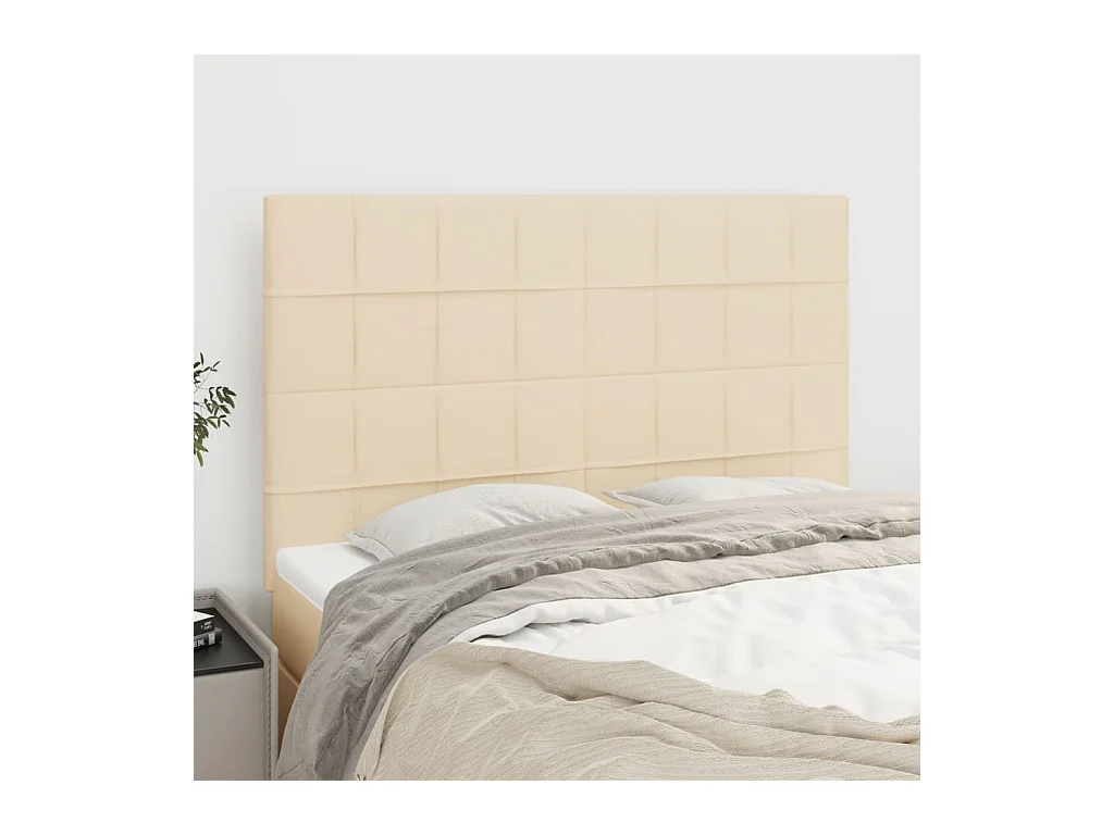 Cabeceros | Cabezal de cama | Mueble de cabecero 4 unidades tela color crema 72x5x78/88 cm