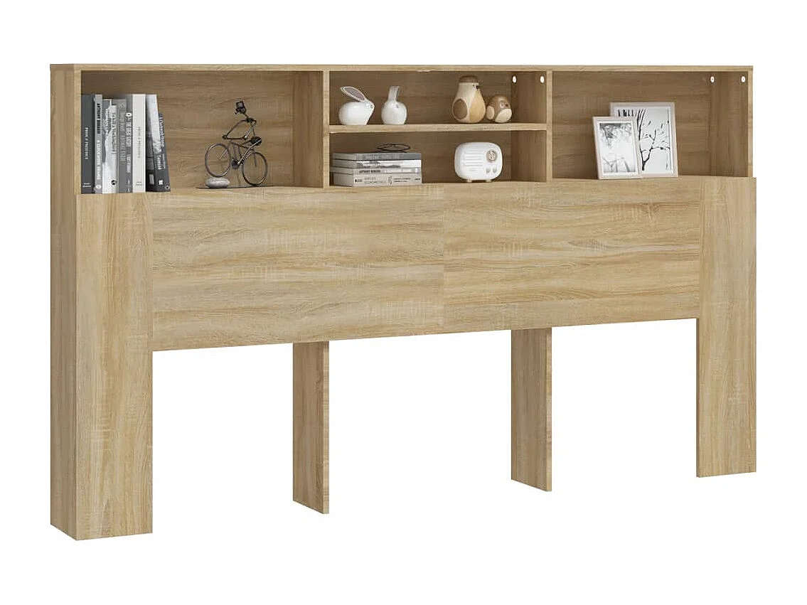 Tête de Lit avec rangement | Armoire de tête de lit chêne sonoma 180x19x103,5 cm