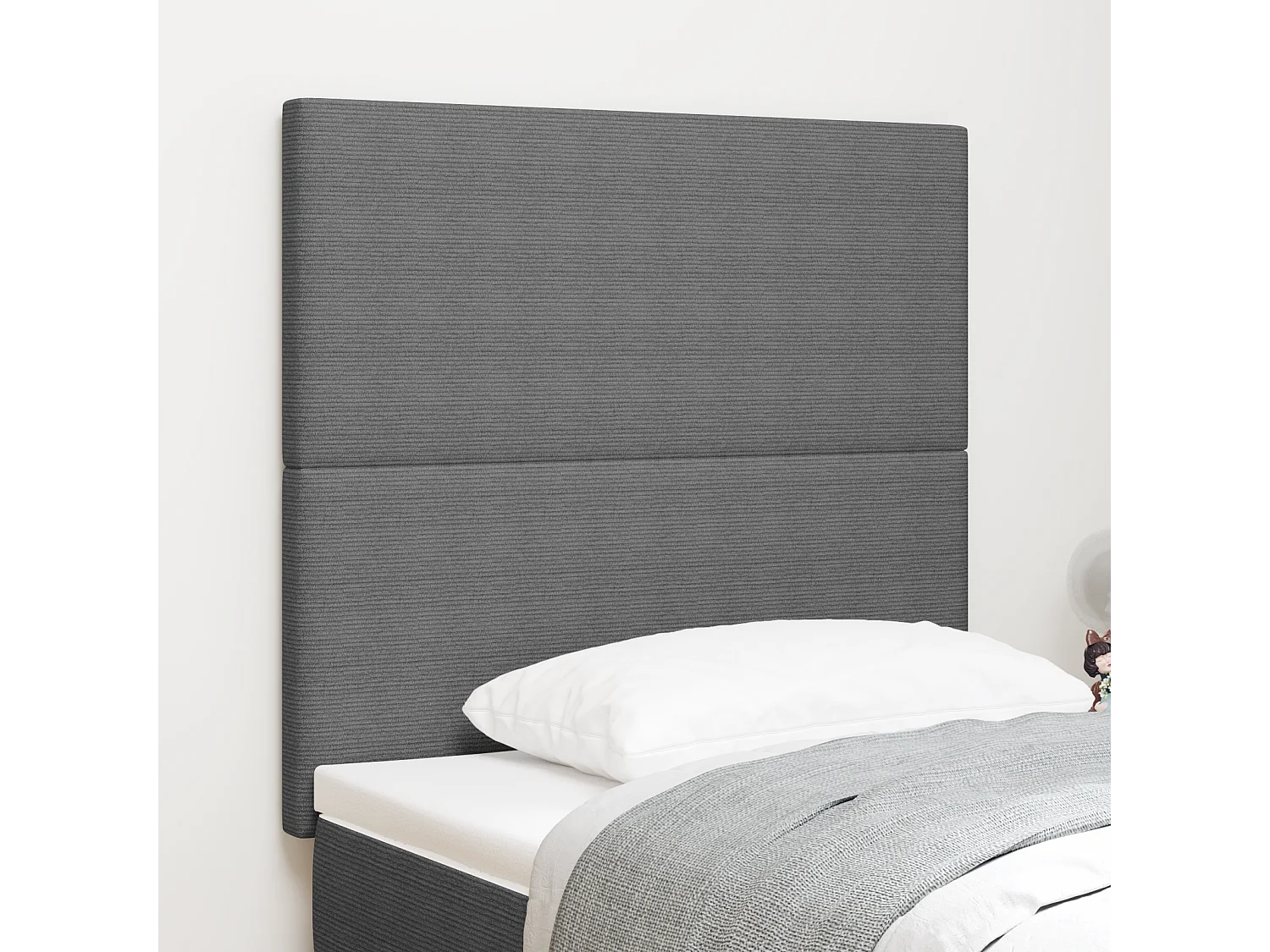 Cabecero | Cabezal de Cama | Mueble cabecero con cabecera Manual Gris claro 100 cm Tela de Rayas